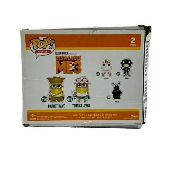 New NRFB Funko Pop Despicable Me 3 2 Pack Tourist Dave and Jerry Damaged Box - Picture 3 of 6